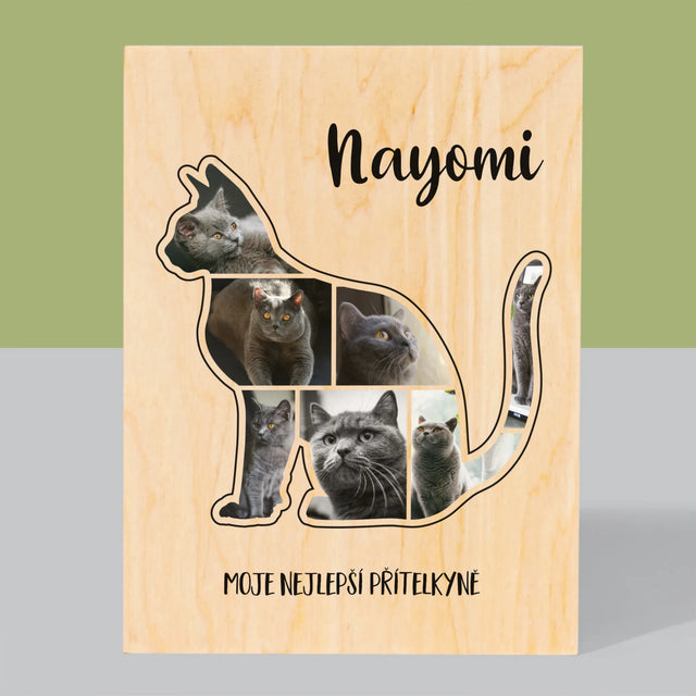 Tvar z fotografií: Nejlepší kamarádka kočky - tisk na dřevo | Česká republika