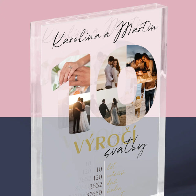 Slovo Z Fotek: 10. Výročí Svatby - Akrylový Blok
