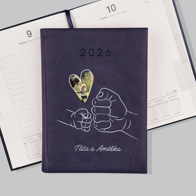 Fotka S Textem: Táta Dítě Ručička - Diář