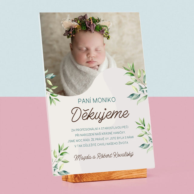Fotka S Textem: Poděkování Porodní Asistentce - Tisk Na Akrylovém Skle