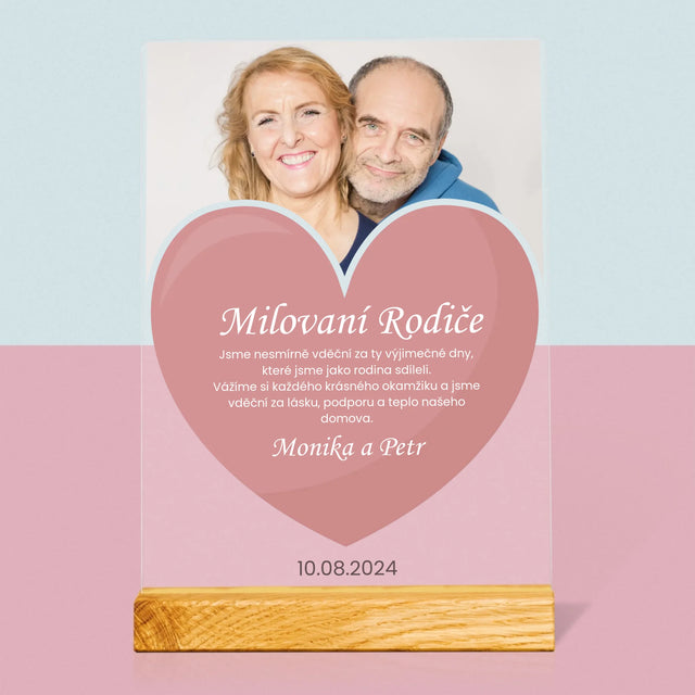 Fotka S Textem: Milovaní Rodiče - Tisk Na Akrylovém Skle