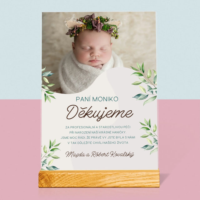 Fotka S Textem: Poděkování Porodní Asistentce - Tisk Na Akrylovém Skle