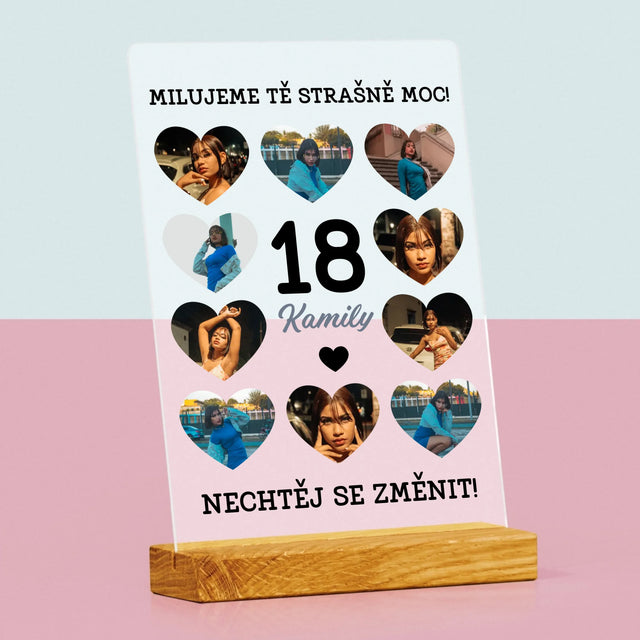 Fotokoláž: 18 Srdce - Tisk Na Akrylovém Skle