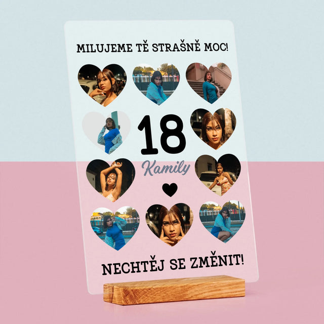 Fotokoláž: 18 Srdce - Tisk Na Akrylovém Skle