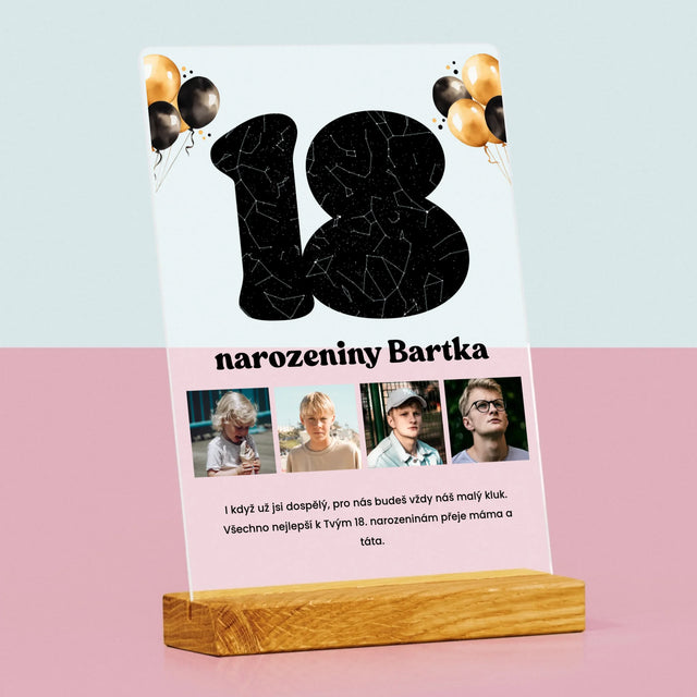 Hvězdná Mapa: 18. Narozeniny Hvězdy S Věnováním - Tisk Na Akrylovém Skle