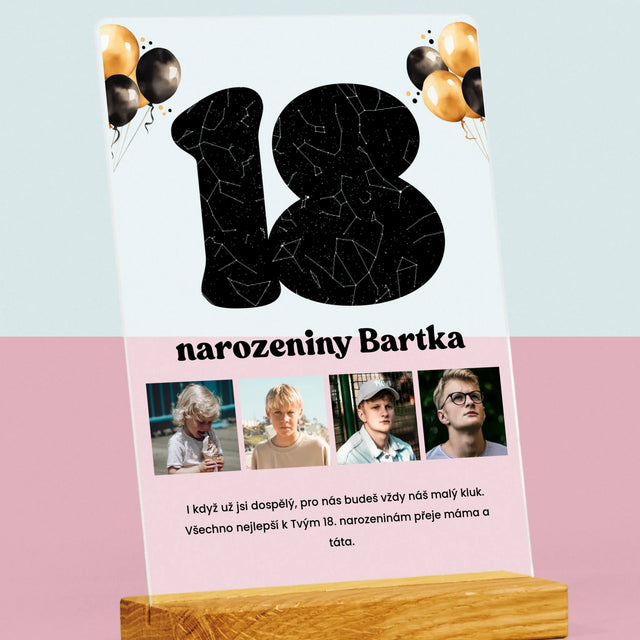 Hvězdná Mapa: 18. Narozeniny Hvězdy S Věnováním - Tisk Na Akrylovém Skle