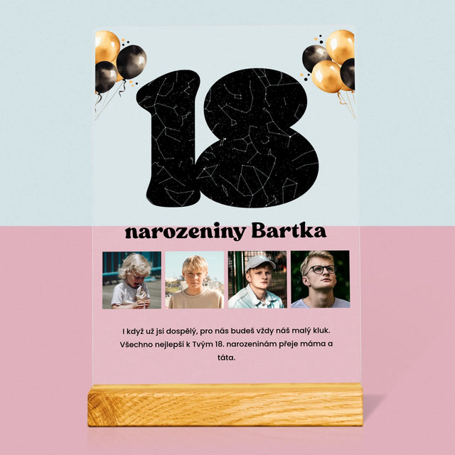 Hvězdná Mapa: 18. Narozeniny Hvězdy S Věnováním - Tisk Na Akrylovém Skle