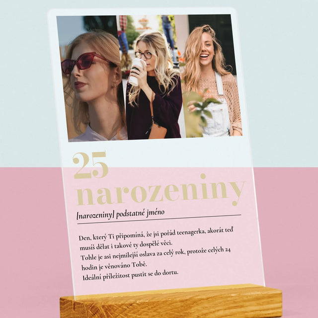 Fotokoláž: 25. Narozeniny Definice - Tisk Na Akrylovém Skle