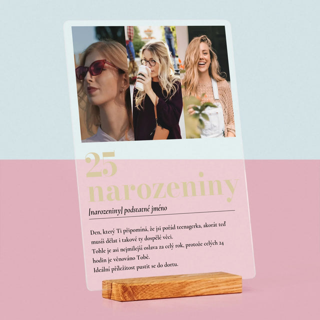 Fotokoláž: 25. Narozeniny Definice - Tisk Na Akrylovém Skle