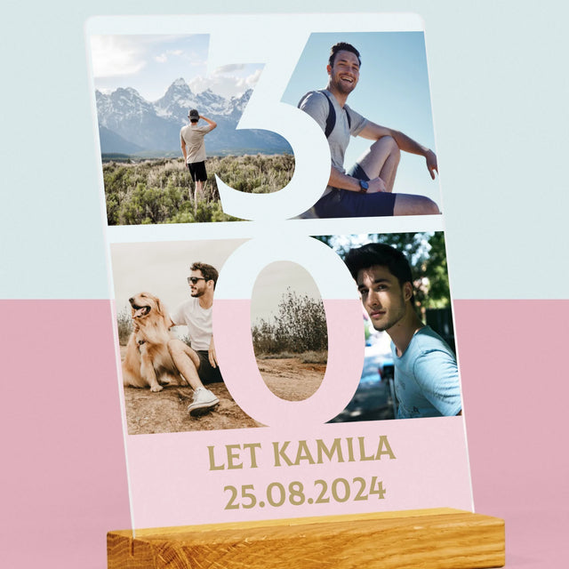 Fotokoláž: 30 Let Číslo Fotky - Tisk Na Akrylovém Skle