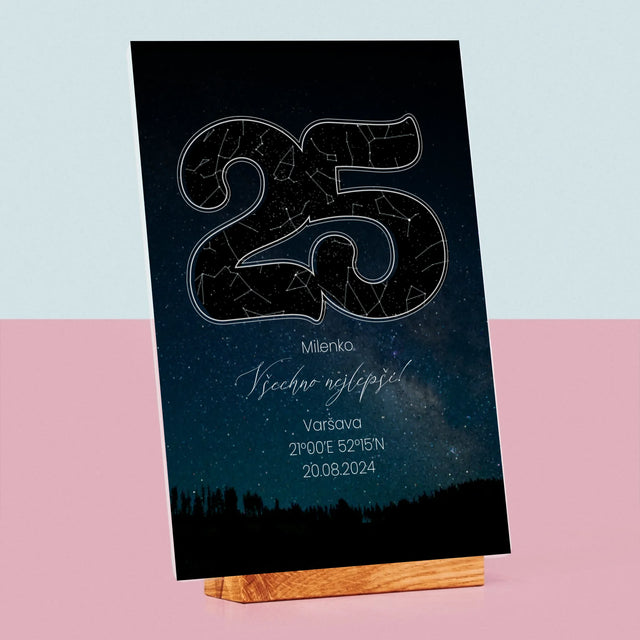 Hvězdná Mapa: Hvězdy K 25. Narozeninám - Tisk Na Akrylovém Skle