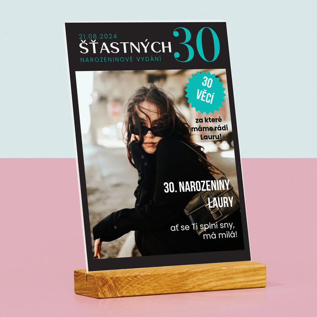 Obálka Časopisu: Šťastných 30 - Tisk Na Akrylovém Skle