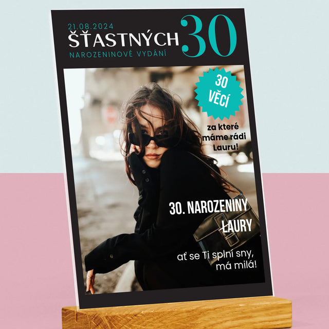 Obálka Časopisu: Šťastných 30 - Tisk Na Akrylovém Skle