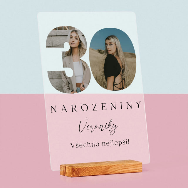 Slovo Z Fotek: 30. Narozeniny Podpis - Tisk Na Akrylovém Skle