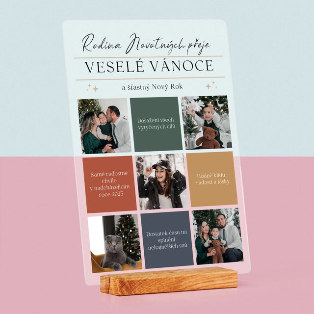 Fotokoláž: Veselé Vánoce Přání - Tisk Na Akrylovém Skle