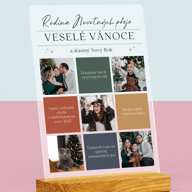 Fotokoláž: Veselé Vánoce Přání - Tisk Na Akrylovém Skle