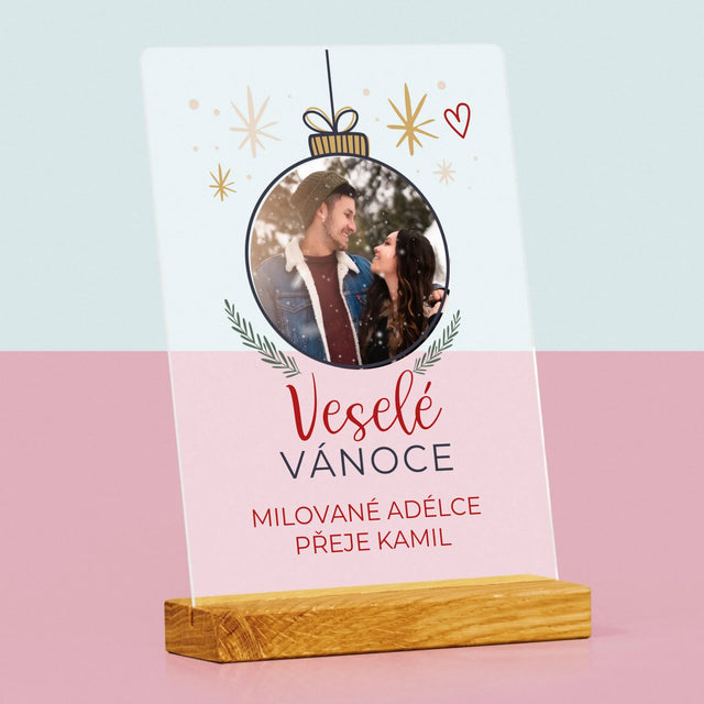 Fotka S Textem: Veselé Vánoce Ozdoba - Tisk Na Akrylovém Skle