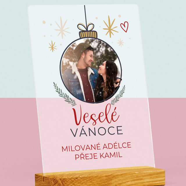 Fotka S Textem: Veselé Vánoce Ozdoba - Tisk Na Akrylovém Skle