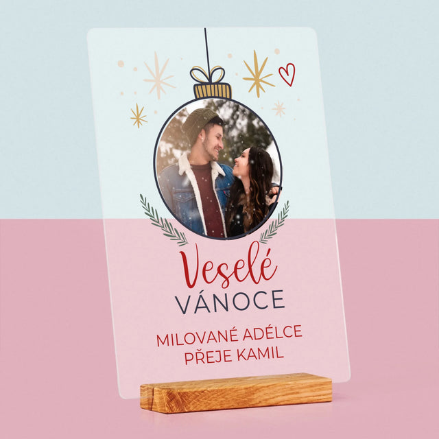 Fotka S Textem: Veselé Vánoce Ozdoba - Tisk Na Akrylovém Skle