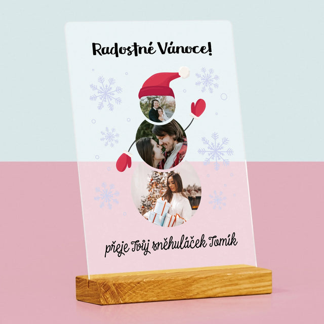 Tvar Z Fotek: Sněhuláček - Tisk Na Akrylovém Skle