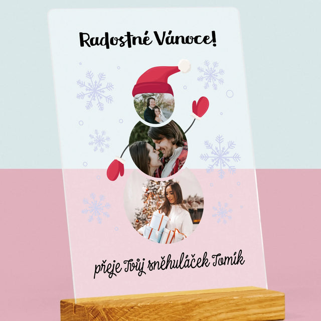 Tvar Z Fotek: Sněhuláček - Tisk Na Akrylovém Skle