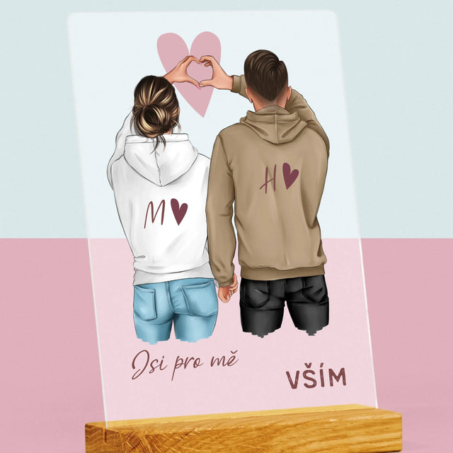 Designér Postav: Pár Srdce - Tisk Na Akrylovém Skle