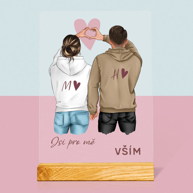Designér Postav: Pár Srdce - Tisk Na Akrylovém Skle