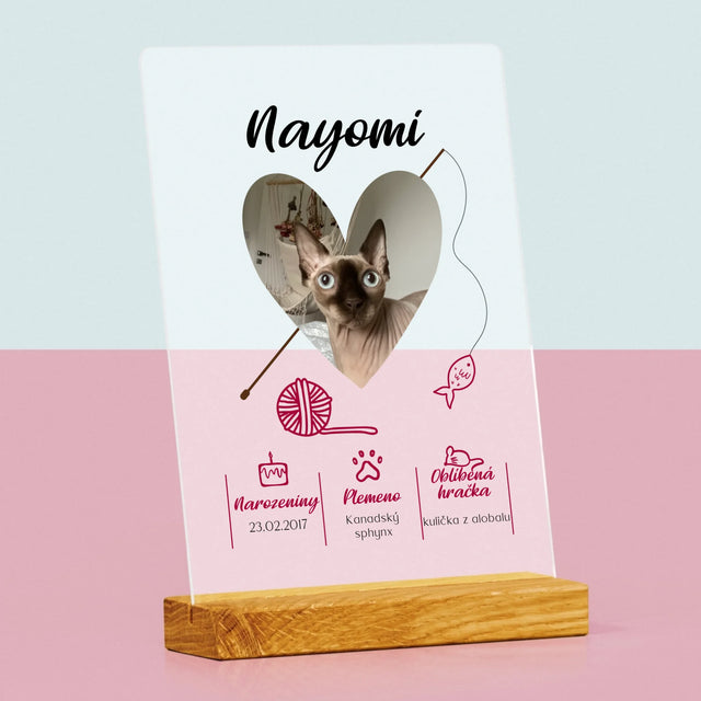 Fotka S Textem: Kočičí Údaje - Tisk Na Akrylovém Skle