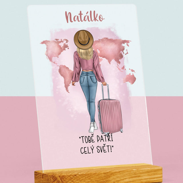 Designér Postav: Cestovatelka - Tisk Na Akrylovém Skle