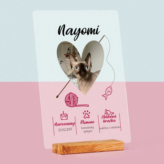 Fotka S Textem: Kočičí Údaje - Tisk Na Akrylovém Skle