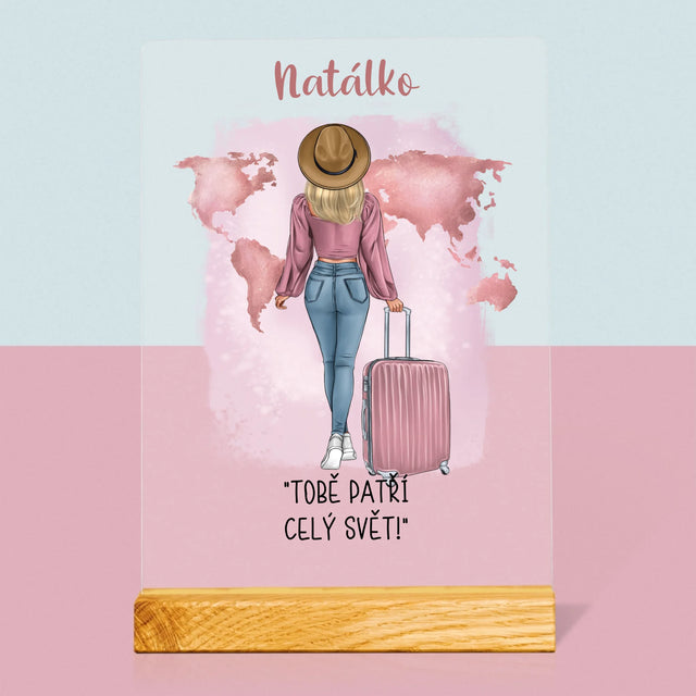 Designér Postav: Cestovatelka - Tisk Na Akrylovém Skle