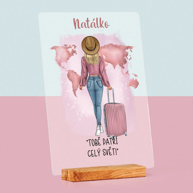 Designér Postav: Cestovatelka - Tisk Na Akrylovém Skle