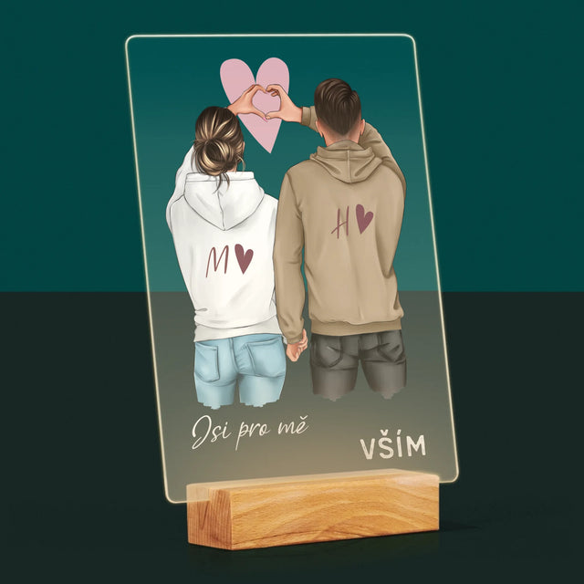 Designér Postav: Pár Srdce - Tisk Na Akrylovém Skle