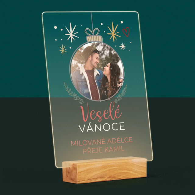 Fotka S Textem: Veselé Vánoce Ozdoba - Tisk Na Akrylovém Skle