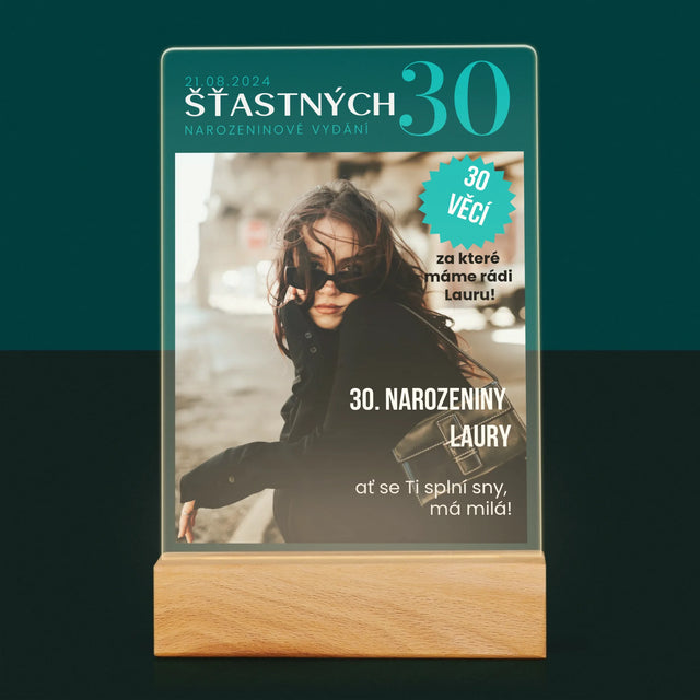 Obálka Časopisu: Šťastných 30 - Tisk Na Akrylovém Skle
