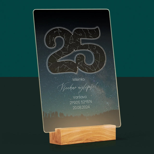 Hvězdná Mapa: Hvězdy K 25. Narozeninám - Tisk Na Akrylovém Skle