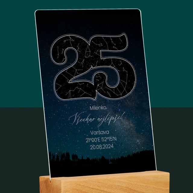 Hvězdná Mapa: Hvězdy K 25. Narozeninám - Tisk Na Akrylovém Skle