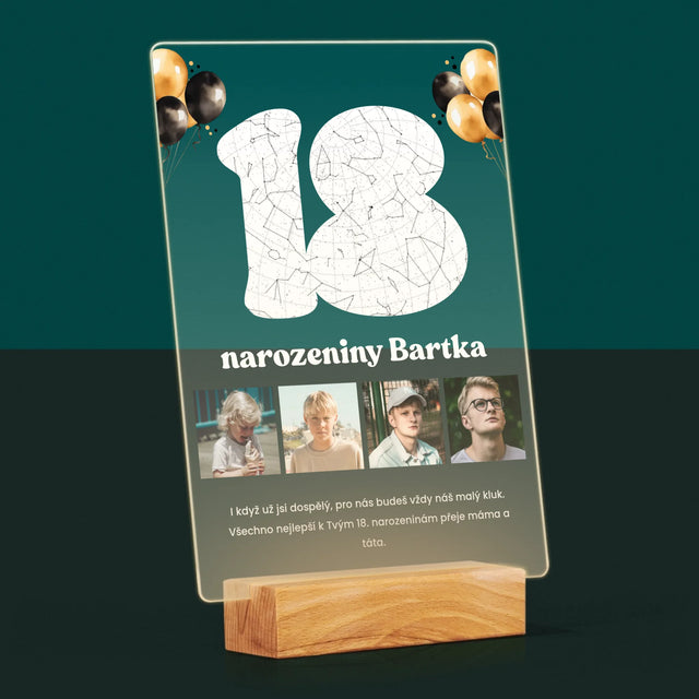 Hvězdná Mapa: 18. Narozeniny Hvězdy S Věnováním - Tisk Na Akrylovém Skle