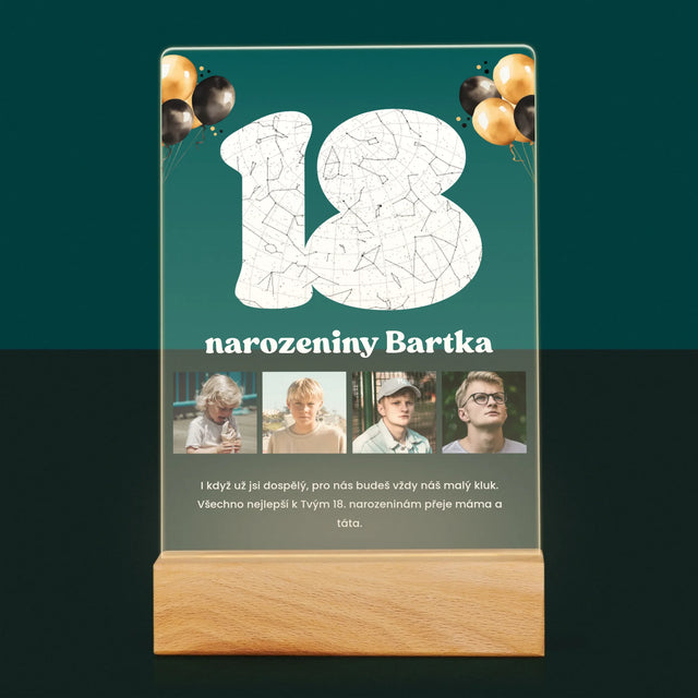 Hvězdná Mapa: 18. Narozeniny Hvězdy S Věnováním - Tisk Na Akrylovém Skle