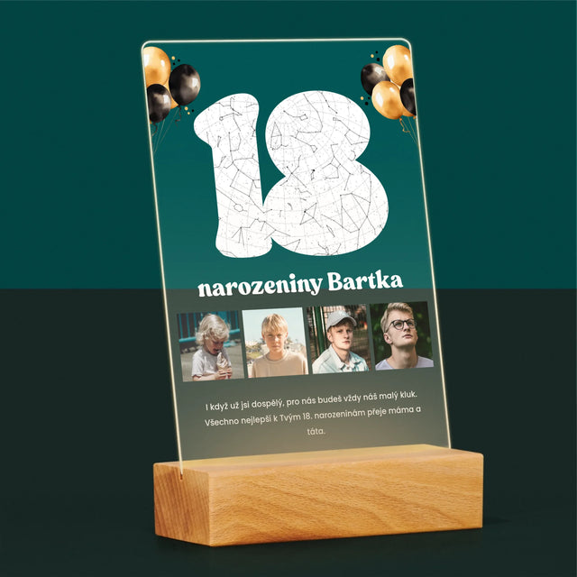 Hvězdná Mapa: 18. Narozeniny Hvězdy S Věnováním - Tisk Na Akrylovém Skle