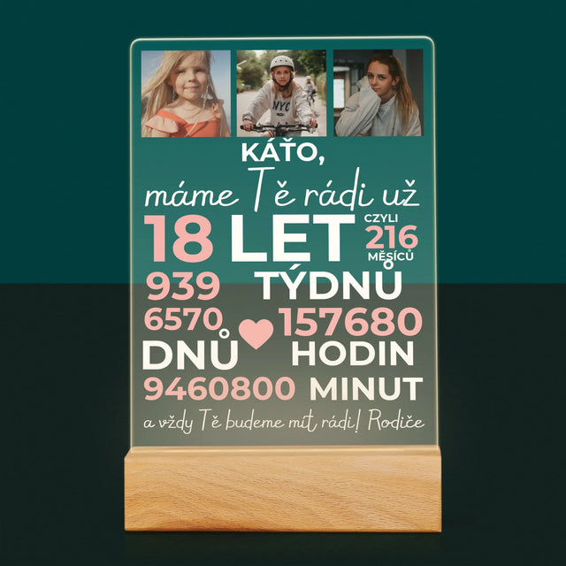 Fotokoláž: Máme Tě Rádi Už 18 Let - Tisk Na Akrylovém Skle