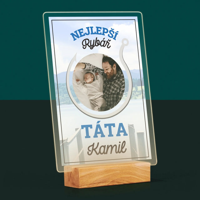 Fotka S Textem: Nejlepší Rybář Táta - Tisk Na Akrylovém Skle