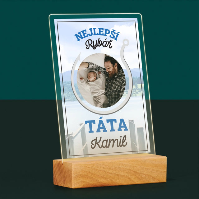 Fotka S Textem: Nejlepší Rybář Táta - Tisk Na Akrylovém Skle