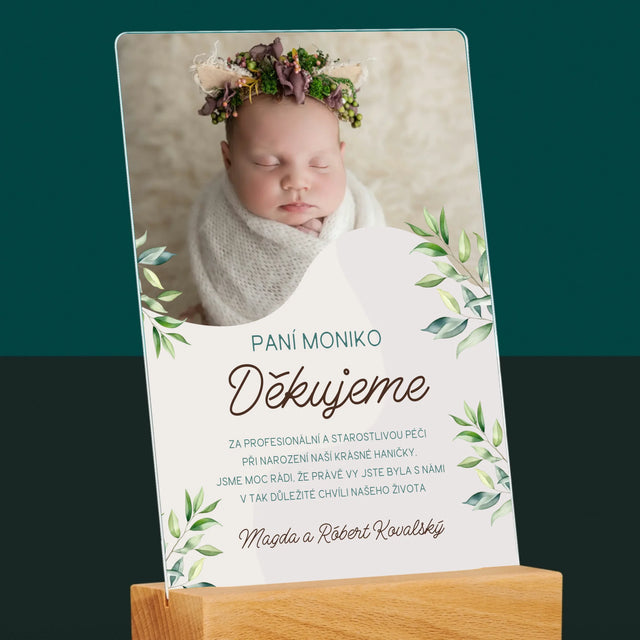Fotka S Textem: Poděkování Porodní Asistentce - Tisk Na Akrylovém Skle