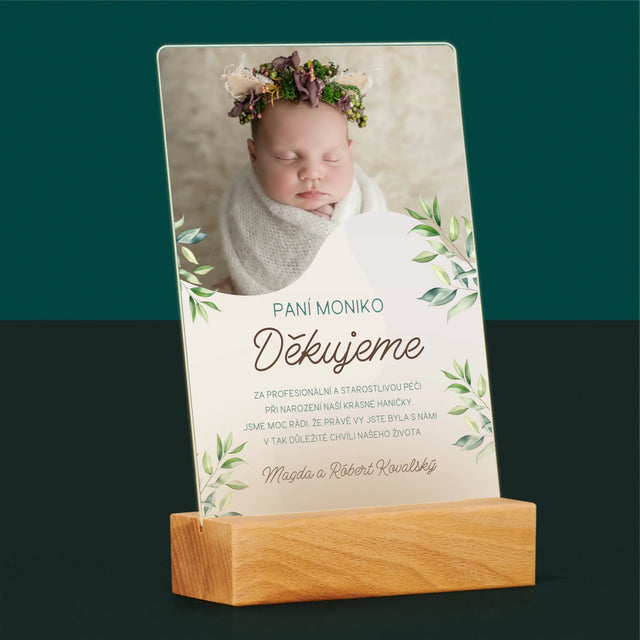 Fotka S Textem: Poděkování Porodní Asistentce - Tisk Na Akrylovém Skle
