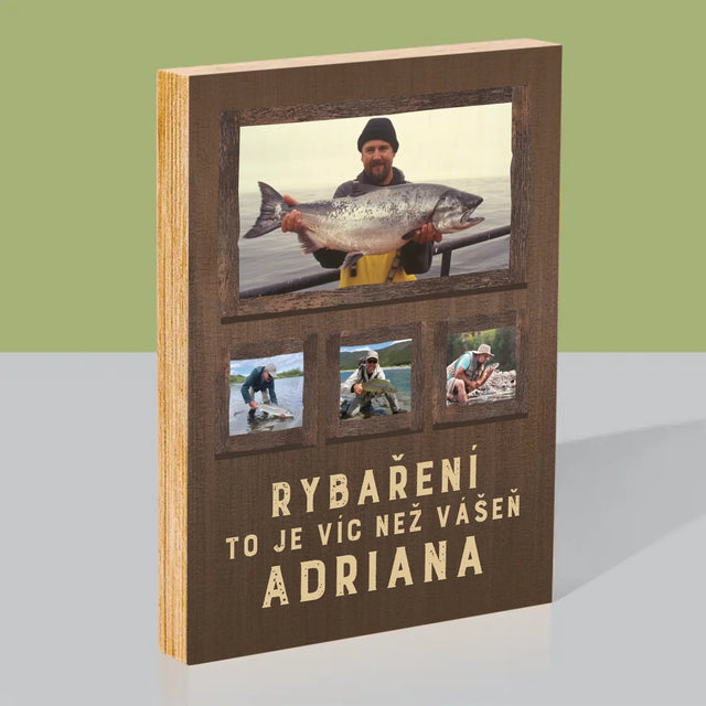 Fotokoláž: Rybaření - Tisk Na Dřevo