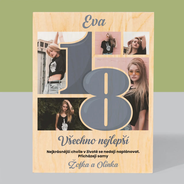 Fotokoláž: 18 Nejkrásnější Chvíle - Tisk Na Dřevo