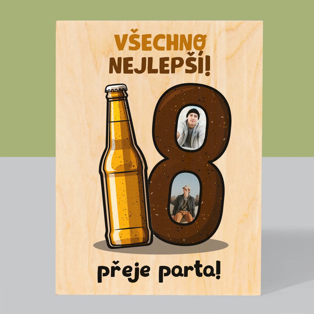 Fotokoláž: 18 Pivo - Tisk Na Dřevo