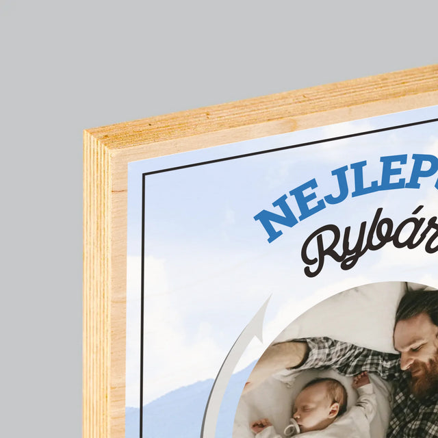 Fotka S Textem: Nejlepší Rybář Táta - Tisk Na Dřevo