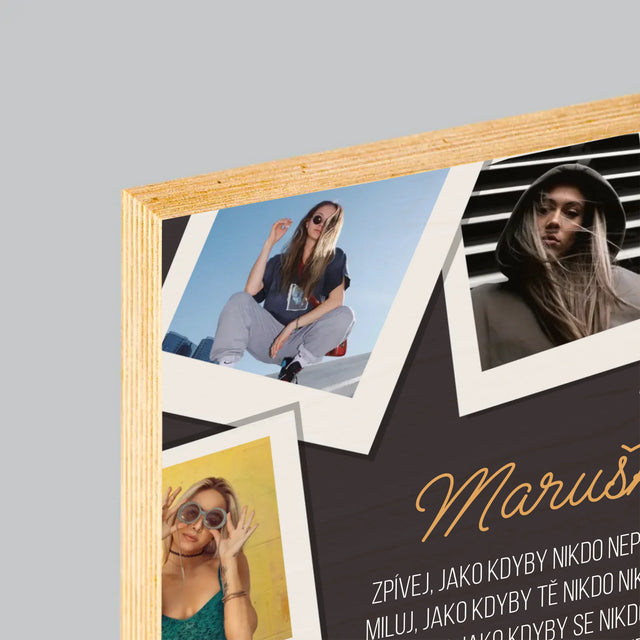 Fotokoláž: Přání K Narozeninám - Tisk Na Dřevo